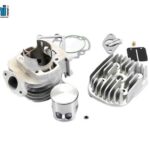Gruppo termico Polini 70cc in alluminio completo di pistone, testa, guarnizioni e accessori per scooter.