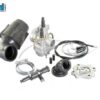 Kit carburatore completo Polini per scooter, con collettore, filtro aria, cavo gas e accessori di montaggio.