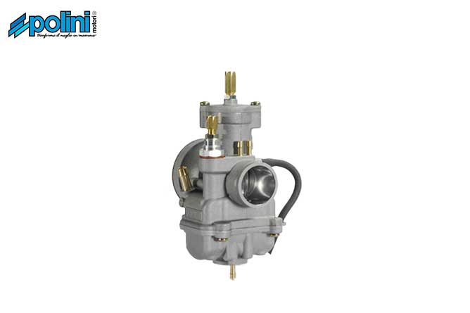 Carburatore Polini PWK ad alte prestazioni per scooter, corpo in lega leggera con finiture precise.