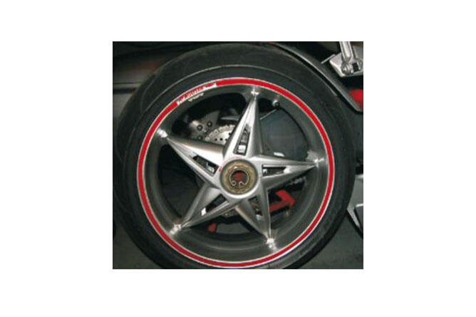 Wheel Stripe flourescent rosso 5mm x 6 mt + appl.