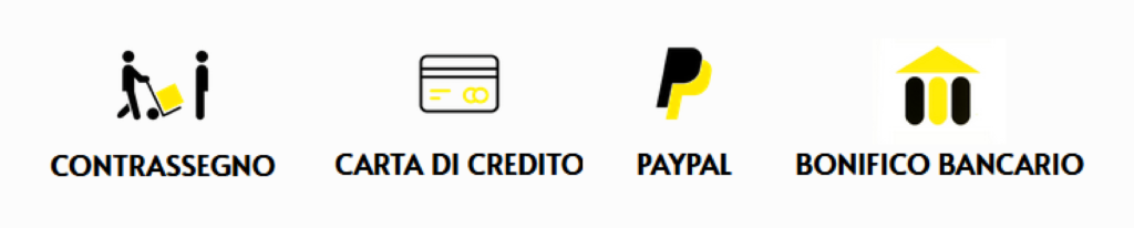 Pagamenti rapidi grazie a PayPal, Carta di credito o di debito, Contrassegno o Bonifico bancario